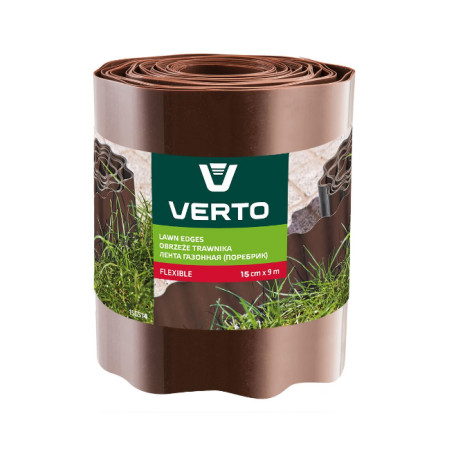 Стрічка газонна 15смх9м Verto (бордюрна/хвиляста/коричневий) 15G514