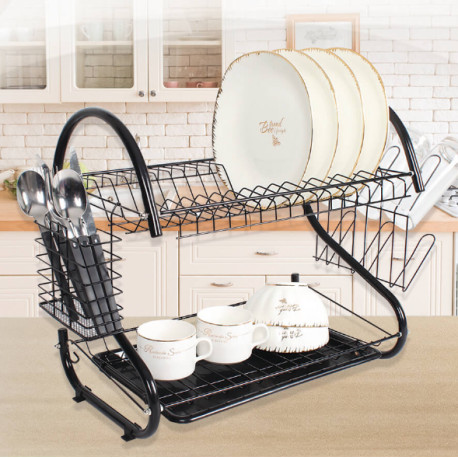 Сушка 2-х рівнева посуду 53х26,5х39см Maestro Basic MR-1025-53-BLACK