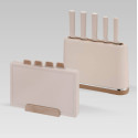 Набір 5 ножів + 4 обробні дошки в підставці MR-1412-BEIGE