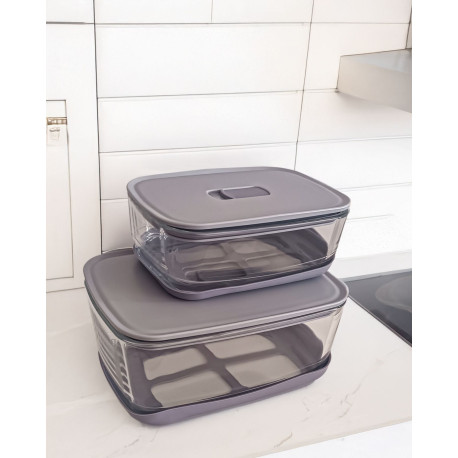 Харчовий контейнер скляний прямокутний 1400 мл Vittora VT-8814