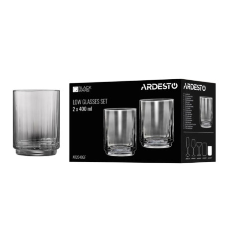 Набір склянок низьких 400мл/2шт Ardesto Black Mars Alcor AR2640GF