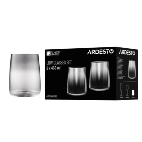 Набір склянок низьких 460мл/2шт Ardesto Black Mars Mira сірий AR2640GRG
