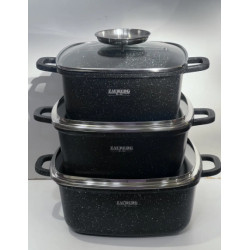Набір з 3-х каструль 2,7/3,5/4,4 л Zauberg Мармур чорний 1220/22/24 BL