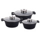 Набір каструль 3 предмета 2,0/3,6/5,6л Zauberg Мармур чорний 80CSB