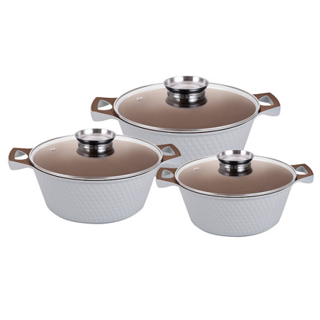 Набір каструль 3 предмета 2,0/3,6/5,6л Zauberg Мармур білий 80CSI