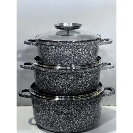 Набір з 3-х каструль 2,3/3,2/4,5 л Zauberg Мармур чорний 3020/22/24 SN