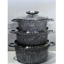 Набір з 3-х каструль 2,3/3,2/4,5 л Zauberg Мармур чорний 3020/22/24 SN
