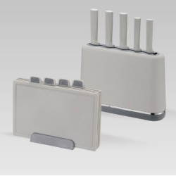 Набір 5 ножів + 4 обробні дошки в підставці MR-1412-GREY