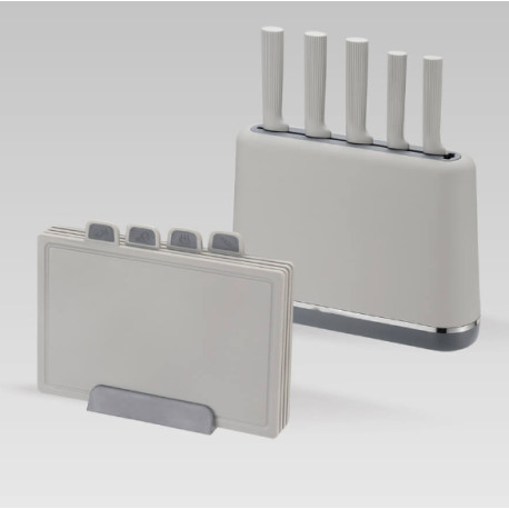 Набір 5 ножів + 4 обробні дошки в підставці MR-1412-GREY