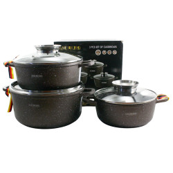 Набір з 3-х каструль 2,3/3,2/4,5 л Zauberg Мармур шоколад 3020/22/24 CH