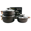 Набір з 3-х каструль 2,3/3,2/4,5 л Zauberg Мармур шоколад 3020/22/24 CH