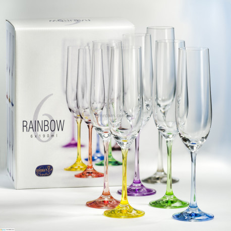 Бокалы для шампанского Bohemia Rainbow 190 мл-6шт