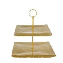 Блюдо 2-х ярусне Ardesto Golden ice 24.5х23см золотистий AR5052