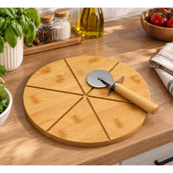 Дошка для піци бамбукова 33*1.5см з ножем Kamille 10022