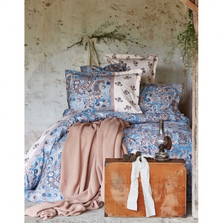 Набор постельное белье с пледом Karaca Home евро - Mandila 2017-1 blue