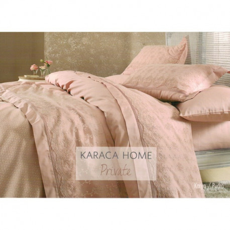 Набор постельное белье с покрывалом пике Karaca Home евро - Karya 2016 pudra