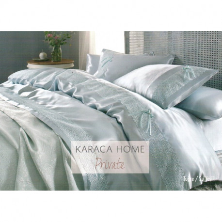Набор постельное белье с покрывалом пике Karaca Home евро - Tugce 2016 su yesil