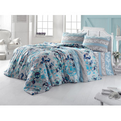 Комплект постельного белья евро LightHouse - Flower голубой