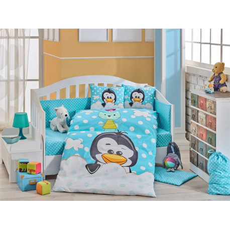Постельное белье детское Hobby Penguin голубое