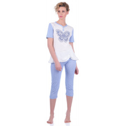Комплект одежды Miss First Butterfly голубой L(футболка+капри)