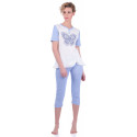 Комплект одежды Miss First Butterfly голубой L(футболка+капри)