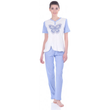 Комплект одежды Miss First Butterfly голубой XXL(футболка+штаны)
