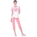 Комплект одежды Miss First Butterfly розовый S(футболка+капри)