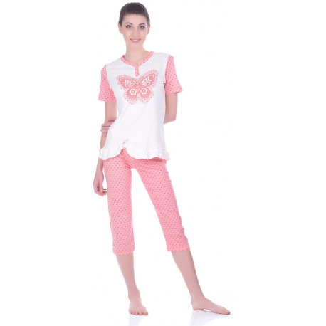 Комплект одежды Miss First Butterfly розовый XL(футболка+капри)