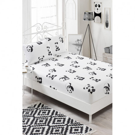 Простынь на резинке 160х200 с наволочками Eponj Home B&W - Panda