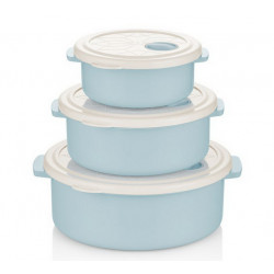 Набор контейнеров круглых 3пр 0.75, 1.5,2.75л Bager WHITE&BLUE BG-421 B