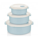 Набор контейнеров круглых 3пр 0.75, 1.5,2.75л Bager WHITE&BLUE BG-421 B