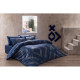 Постельное белье евро Tac сатин Delux - Bellamy lacivert синий