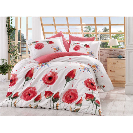 Комплект постельного белья евро Hobby Poplin - Veronika красный