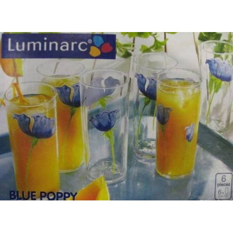 Набор стаканов высоких 270мл 6шт Luminarc Blue Poppy G2023