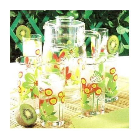 Luminarc Pop Flowers Green.Набор/вода(кувш.1,6л,стак.270мл-6шт)-7пр ...