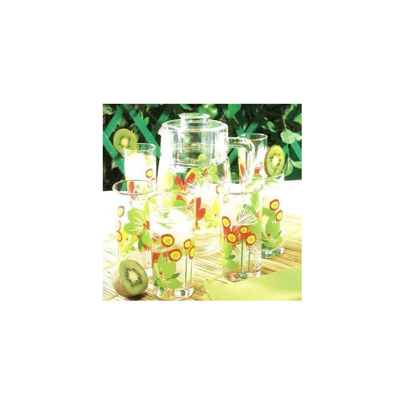 Luminarc Pop Flowers Green.Набор/вода(кувш.1,6л,стак.270мл-6шт)-7пр ...