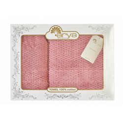 Набор полотенец махровых 50х90+70х140 Arya - Arno розовый