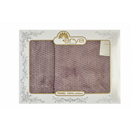 Набор полотенец махровых 50х90+70х140 Arya - Arno пурпурный