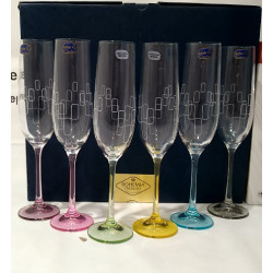 Набор бокалов для шампанского 190 мл Bohemia Viola Rainbow квадраты
