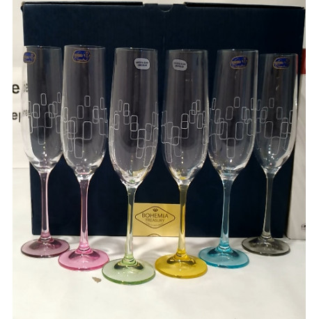 Набор бокалов для шампанского 190 мл Bohemia Viola Rainbow 40729 190S K0568