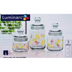 Luminarc Crazy Flowers Набор банок(0,5л,0,75л,1л)-3пр. H9942