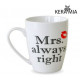 Кружка 360 мл Keramia Mrs. always right 21-272-050