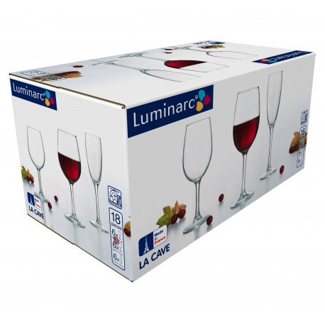Набор бокалов 18 пр Luminarc La Cave H8976 (вино350 мл -6шт, вино260-6шт, шам.160-6шт)