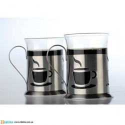 Набор из двух стеклянных чашек в метал. подставках BergHOFF 2800157 Cook&Co