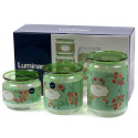 Набор банок для сыпучих 3 предмета Luminarc Plano Mint Green P9215