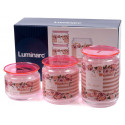 Набор банок для сыпучих 3 предмета Luminarc Plano Rosettеs Pink P9213