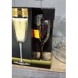 Набор бокалов для шампанского 190мл/6шт "Ромб" Кварц Гусь хрустальный EQ233-419