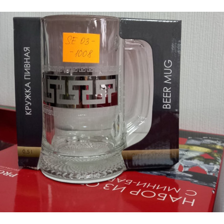 Бокал для пива 500мл "Греческий узор" Серебро Гусь хрустальный SE03-1008