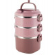 Ланч бокс тройной 2400мл (пластиковый корпус, внутренние емкости из нержавеющей стали, зеленый, розо
