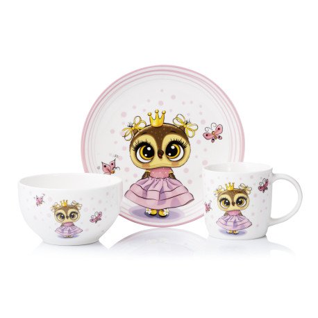 Набор детской посуды Ardesto Princess owl 3 пр., фарфор